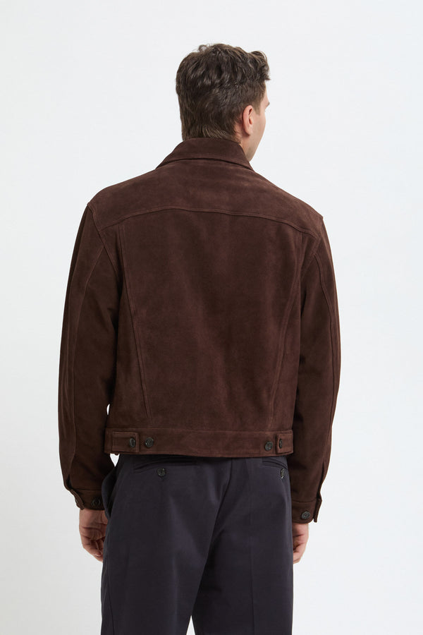 Wildleder-Bikerjacke im Roughout-Stil