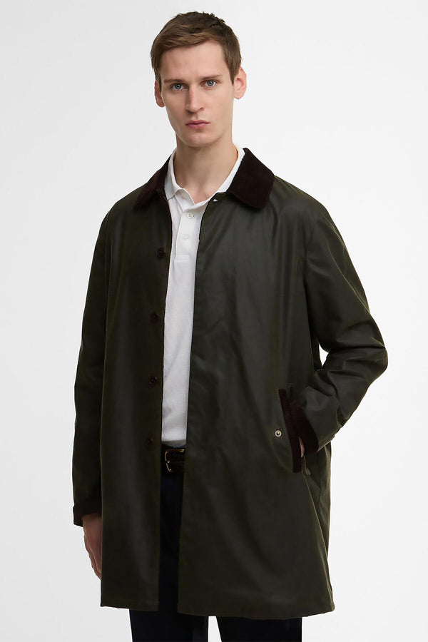 Manteau Car Coat ciré Tyne Barbour x Baracuta