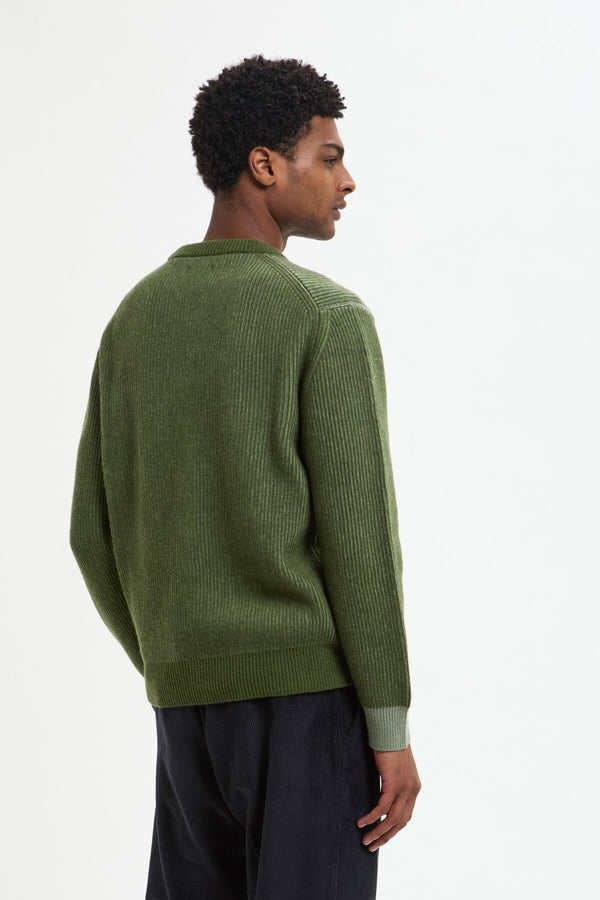 CREWNECK POCKET CONTRAST RIB JUMPER